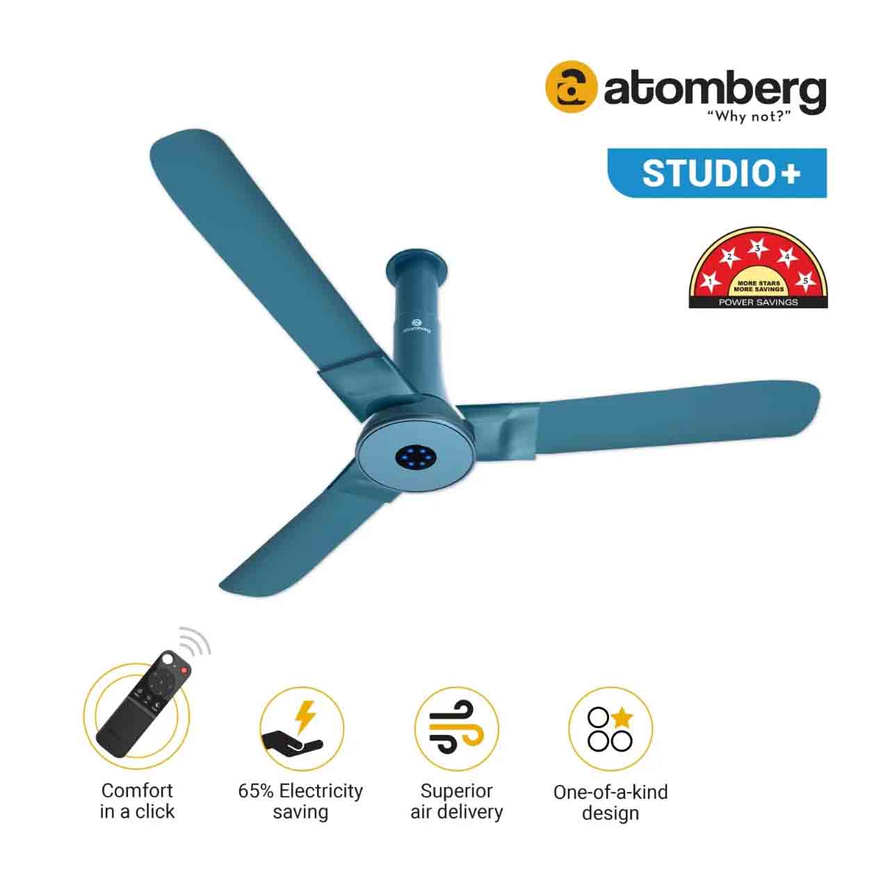 Atomberg Studio+ 1200mm BLDC Ceiling Fan with Remote Control