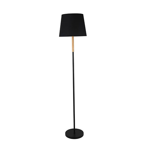 Elegant Black Floor Lamp with Wooden Accent – Modern Minimalist Design F6656