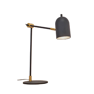 Contemporary Metal & Cloth Table Lamp – Adjustable Arm, LED Light, Black Finish (T7745)