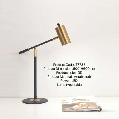 Modern Adjustable LED Table Lamp – T7732 | Sleek Gold & Black Design