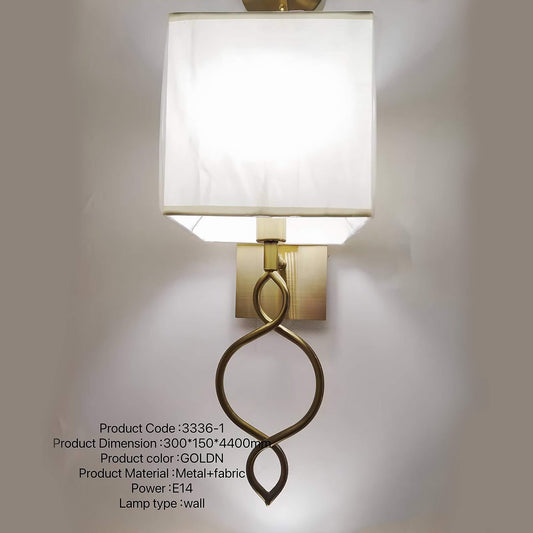 Elegant Golden Wall Lamp with Fabric Shade | E14 Socket | Metal & Fabric Design – Model 3336-1