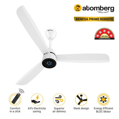 Atomberg Renesa Prime Remote 1200mm BLDC Ceiling Fan | Energy Efficient & Silent Operation